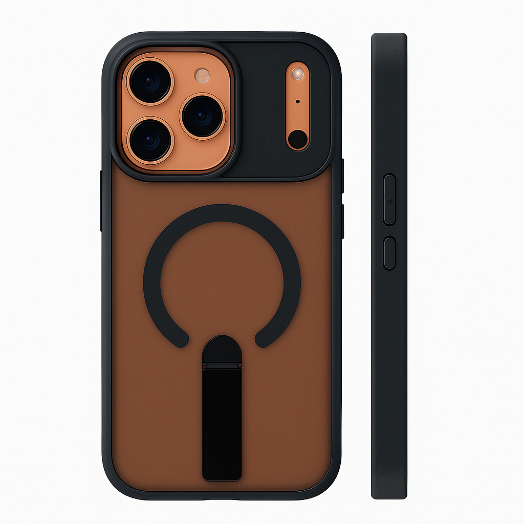 Black Transparent Magsafe case with Metal Stand