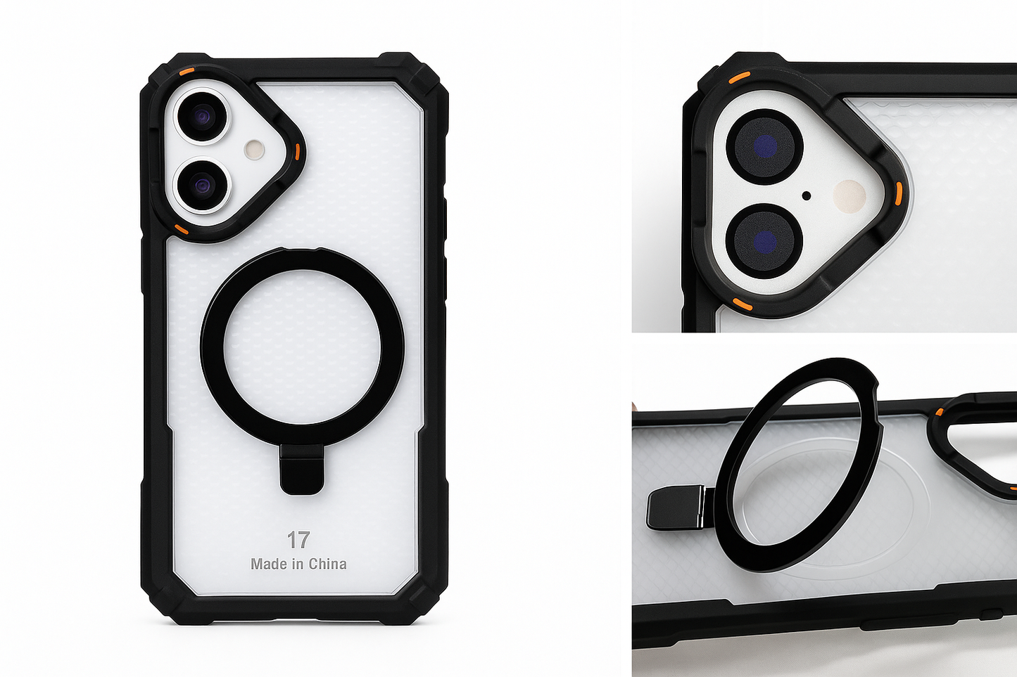 Strong Shell Honeycomb pattern Metal MagSafe stand case - Colours Available