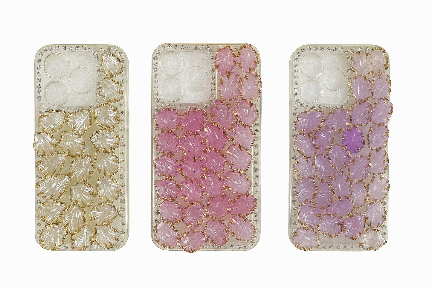 Flower Petal Design with gold Shimmer Girly Case - Colours Available