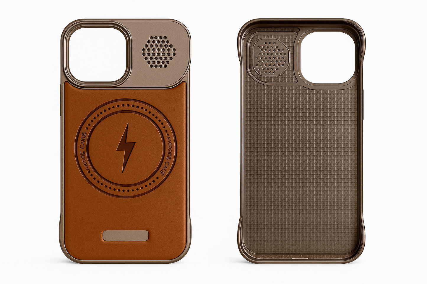 Metal frame with leather back MagSafe Case - Colours Available