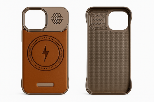 Metal frame with leather back MagSafe Case - Colours Available