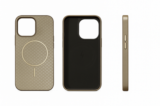 Shimmering back with metal frame MagSafe case - Colours Available