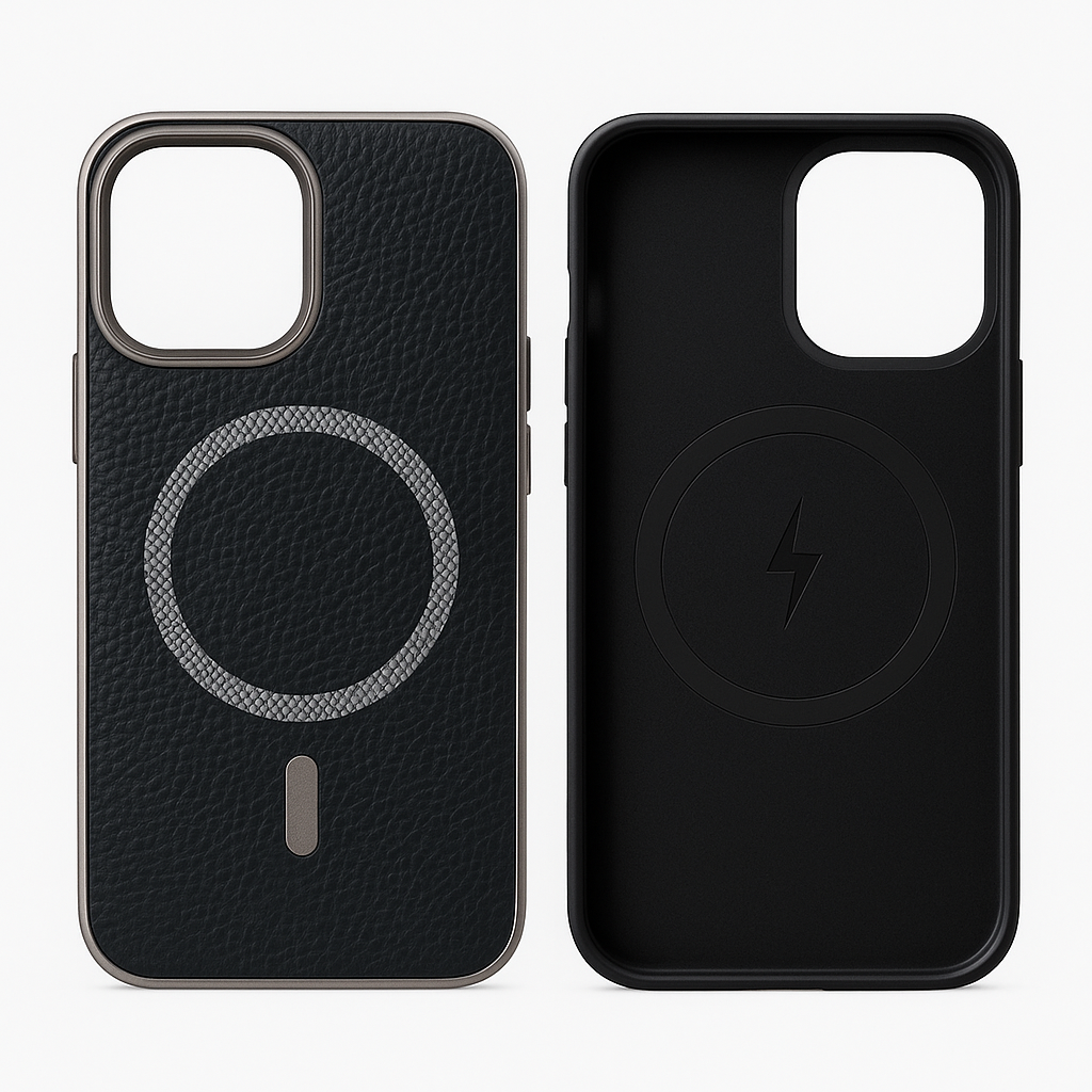 High Quality Leather back Metal Frame MagSafe Designer Case - Colours Available