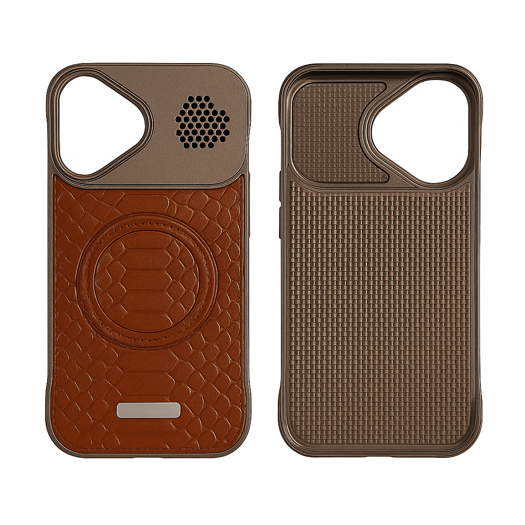 Metal frame Crocodile Leather Print MagSafe Case - Colours Available