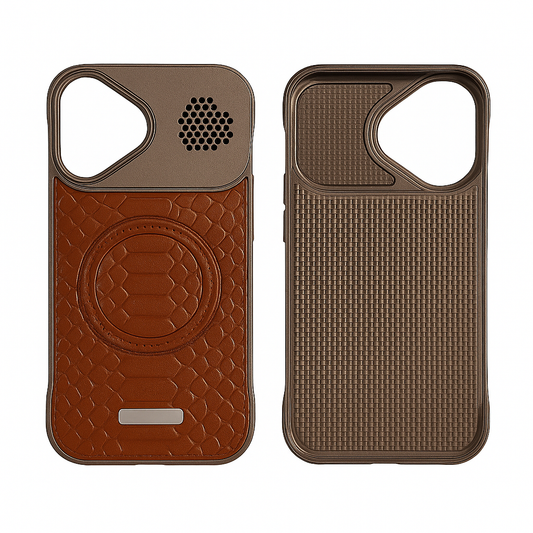 Metal frame Crocodile Leather Print MagSafe Case - Colours Available