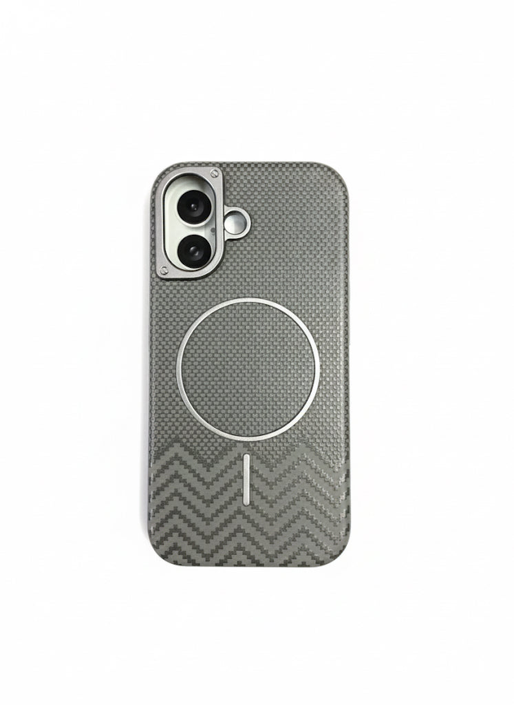 Metal Camera ring design leather finish case with soft edges MagSafe case - Colours Available