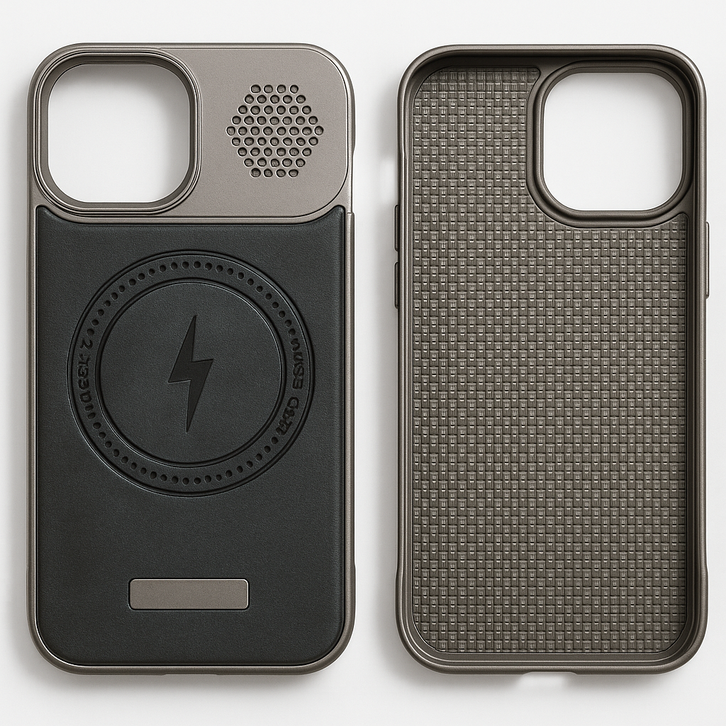 Metal frame with leather back MagSafe Case - Colours Available