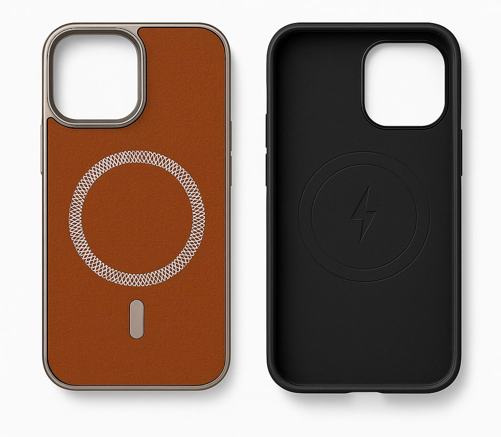 High Quality Leather back Metal Frame MagSafe Designer Case - Colours Available