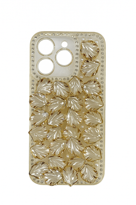Flower Petal Design with gold Shimmer Girly Case - Colours Available