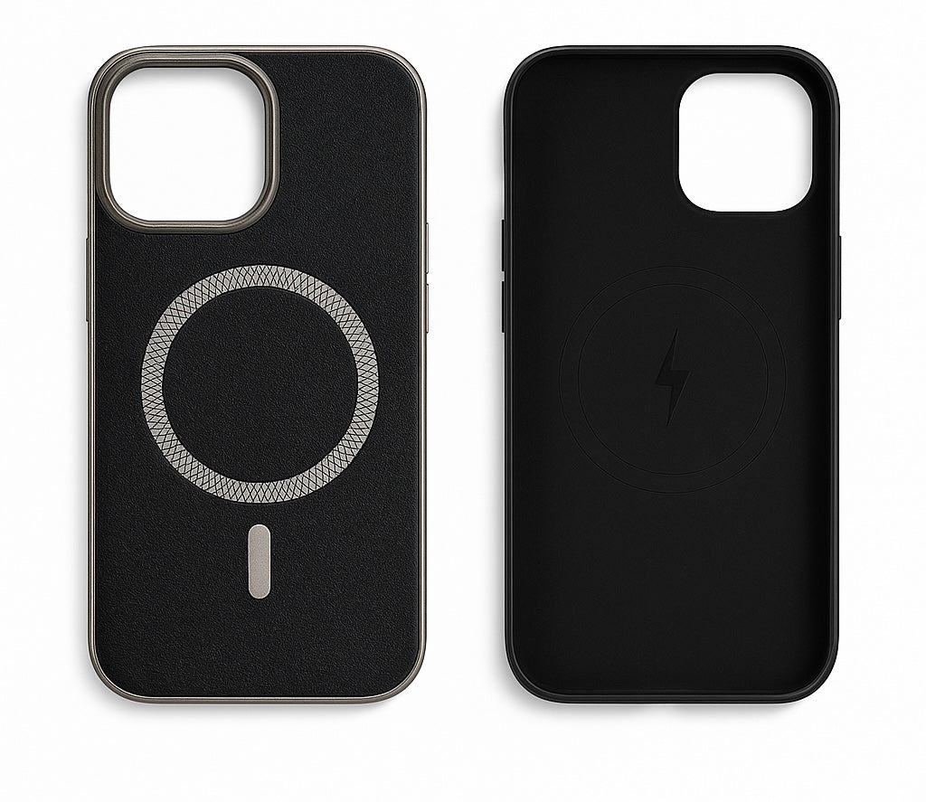 High Quality Leather back Metal Frame MagSafe Designer Case - Colours Available