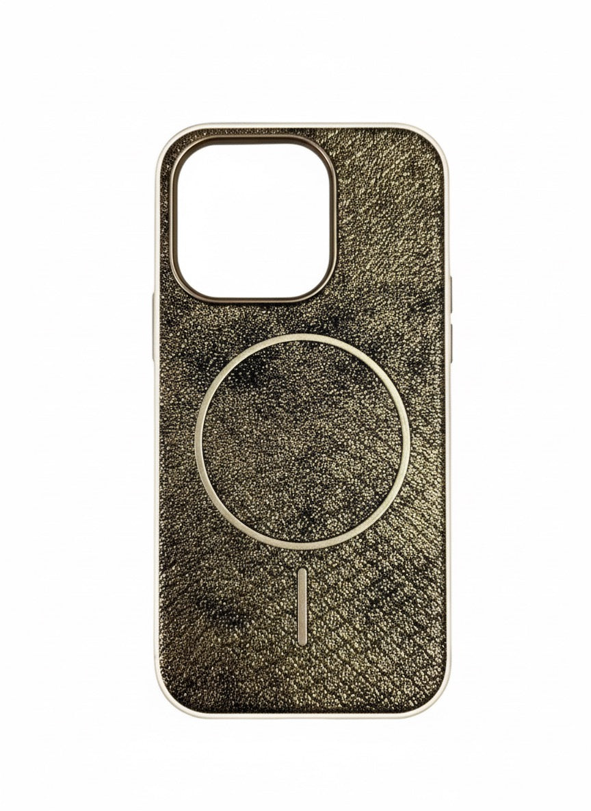 Shimmering back with metal frame MagSafe case - Colours Available
