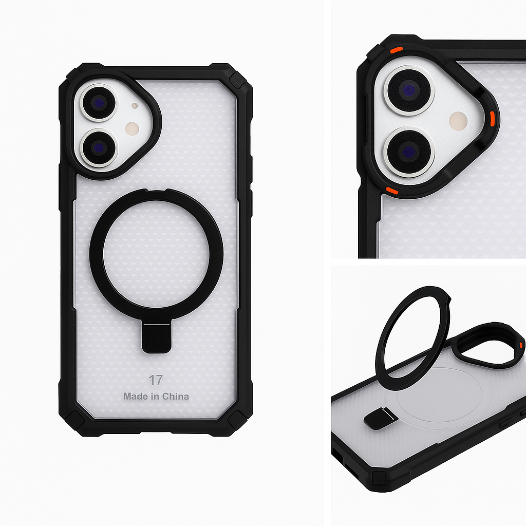 Strong Shell Honeycomb pattern Metal MagSafe stand case - Colours Available