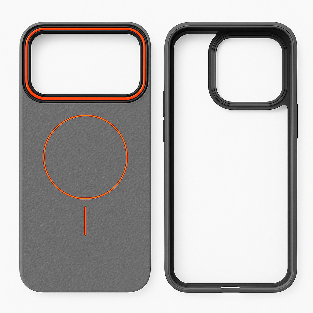 Soft leather shell plain skin MagSafe case